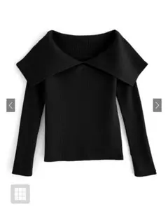 ビッグカラーオフショルダーニットトップス