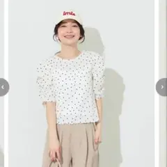 coca シボシャーリングトップス ドット柄 半袖　コカ　Мカットソーのサムネイル