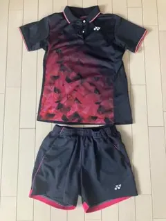 YONEX ポロシャツとショートパンツセット 黒/赤【別売り対応可】