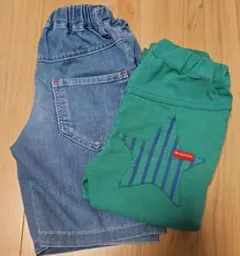 ムージョンジョン　デニムハーフパンツ　長ズボン　90センチ