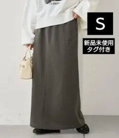 ワンポイントロゴ刺繍ピグメントダンボールスカート(チャコールグレーＳ)のサムネイル
