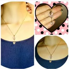 即買い禁止！乙女！蝶々ネックレスピンク