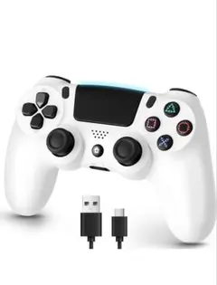 PS4コントローラー 無線 有線 白 高性能モデル