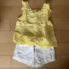 ZARA イエローフリルトップス　白パンツ　2枚セット 3-4歳