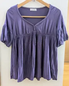 anySIS パープル フリル袖 シャツ