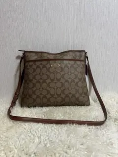 COACH コーチ ショルダーバッグ シグネチャー PVC ベージュ×ブラウン