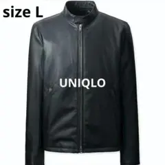 ユニクロ ネオレザーシングルライダースジャケット スリムフィット ブラック黒 L