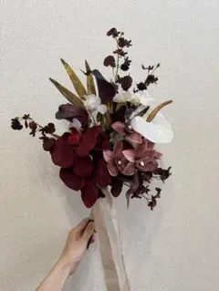 ボルドー　アーティフィシャルフラワー　造花ブーケ　ウェディング　結婚式ブライダル