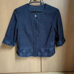 DAKS ネイビー Ｍサイズ メッシュボレロ カーディガン 美品のサムネイル