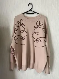 リボン模様 ニットセーター 4L