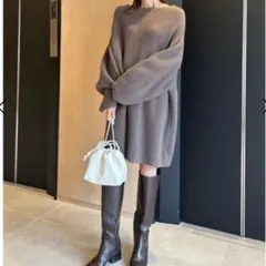 フレイアイディ frayi.d ふんわりラクーン ミニニットワンピース モカ