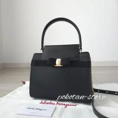 ⭐フェラガモ⭐ 美品 ヴィラ リボン チェーン ショルダーバッグ 