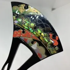 041708 樹脂　結婚式　鼈甲黒甲風　金蒔絵　雪輪文様　バチ　かんざし　簪