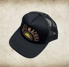 メッシュキャップ　アメカジ　ブラック　トラッカー　バイカー　ストリート　刺繍ロゴ