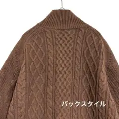 UNIQLO ユニクロ　プレミアムラムケーブルハイネックセーター　ブラウン　Lのサムネイル