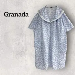 Granada ✨水色 花柄 シャツワンピース スカラップレースの襟