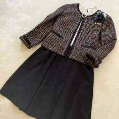 アリスバーリー　 ツイードノーカラージャケット フォーマルセットアップ　赤✖️黒系