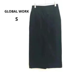 【グローバルワーク】コーディロイ タイト ロング スカート ブラック スリット