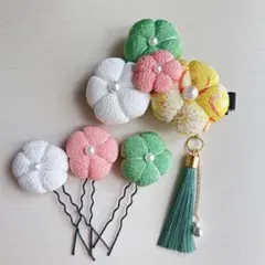 和装☆髪飾り 大きめクリップセット#18☆七五三 浴衣 夏祭り