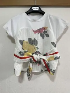 美品 アメリ Tシャツ 丸首 プルオーバー 花柄 白色 カットソー トップス