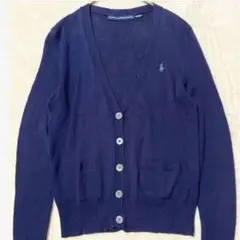 【美品✨】ラルフローレンスポーツ リネン混 Vネック カーディガン 紺 M