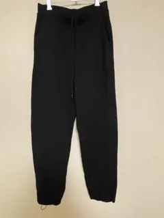 GUスウェットワイドパンツS 黒ジョガーパンツ