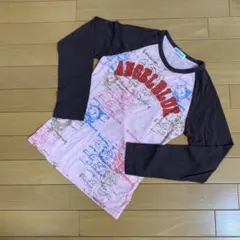 ANGELBLUE 長袖ラグランTシャツ ピンク/黒　150cm