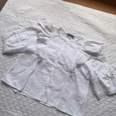 ☆ZARA trf【ザラ】ホワイト フリル 半袖5分丈ブラウス