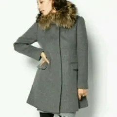 新品同様！ 美品！ ビューティーアンドユース ファー付 ミドルコート ウール