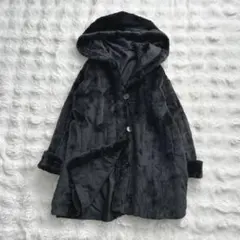 ウィーゼル　毛皮　ファーコート　リバーシブル　フード付き　シルク