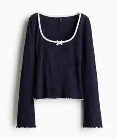 H&M オーバーロックディテール リブトップス