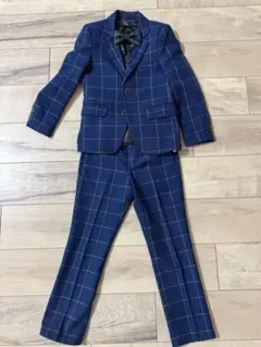ネイビー チェック柄 スーツ 120センチ　3点セット