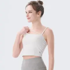 【easyoga】ジェイドアシンメトリークロップドタンク／ホワイト