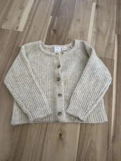 ZARA 女の子 ベージュ リブ編み カーディガン 104cm 3-4歳