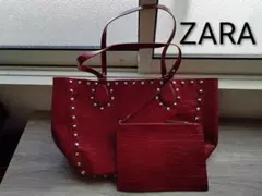 k*o様 ZARA 赤 スタッズ付きショルダーバッグ
