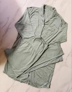 [両脇授乳口付]ママとお腹の赤ちゃんにやさしいパジャマ　長袖　ミントグリーン