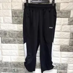 美品【FILA 】フィラジャージパンツ サイドホワイトM黒サイドにギャザー紐のサムネイル