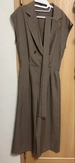 FUN ブラウン ノースリーブシャツワンピース