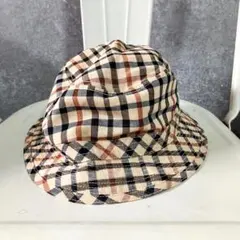 DAKS　バケット　サファリハット　ベージュ　チェック　メッシュ　毛　ナイロン