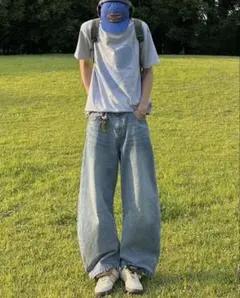 yolo ライトブルー ワイドレッグデニム