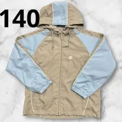チャンピオン　ベージュ水色フード付きジャケット　ウィンドブレーカー140