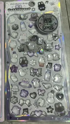 【正規品】光るジュエルプチドロップ　しろくろドロップ シール