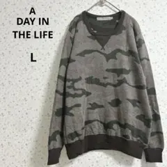 a161アデイインザライフ【L】カモフラージュ 迷彩柄ニット 春秋冬