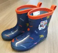 長靴 15センチ ミッキー 青 柄 レインブーツ