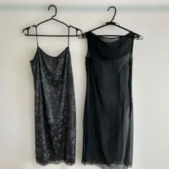 ROPE パーティドレス　ローズ柄　シフォン重ね着タイプ