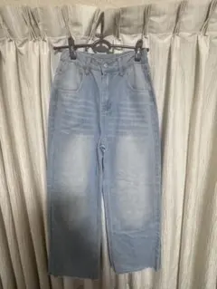 ライトブルー ワイドレッグデニム ハイウエスト