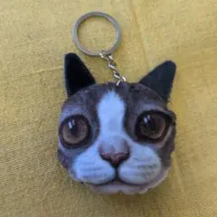 猫 フェイス キーホルダー ぬいぐるみ