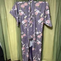 【未使用】紫色 花柄 小紋 着物　裏地つき　タグ付き　お値下げ