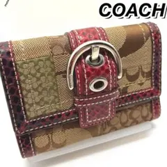 【ゆずるな様専用】COACH 三つ折り財布 キャンバス レザー