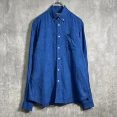 ZEGNA ゼニア M リネン100% 麻 長袖シャツ ネイビーブルー 春夏 - メルカリ